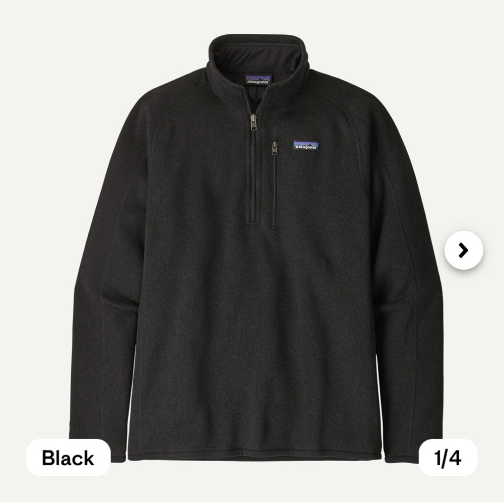 Patagonia Mens XL better sweater 1/4 zip fleece black good condition